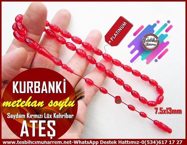 Ateş Kırmızı Ton TesbihlerTM12589Tespih Lüx Ateş Kehribar Saydam Badem Kırmızı Kurbanki TesbihTespih Lüx Ateş Kehribar Saydam Badem Kırmızı Kurbanki Tesbih
