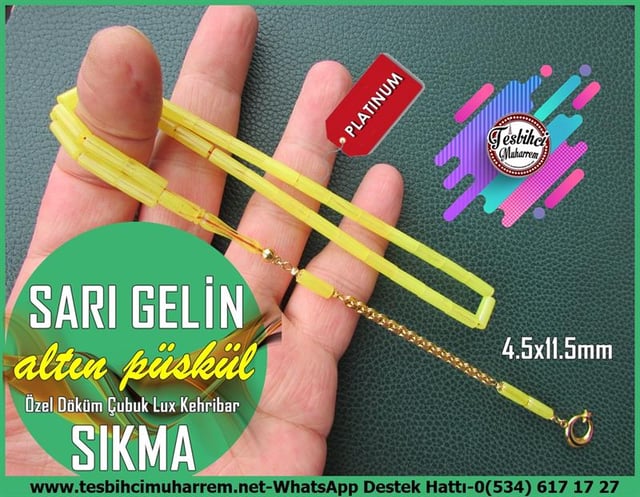 Katalin Ve Bağa TesbihlerTM12532Tespih Lux Çubuk Sıkma Kehribar Altın Püsküllü Sert Kesme Osmanlı Form Sarı Gelin TesbihTespih Lux Çubuk Sıkma Kehribar Altın Püsküllü Sert Kesme Osmanlı Form Sarı Gelin Tesbih