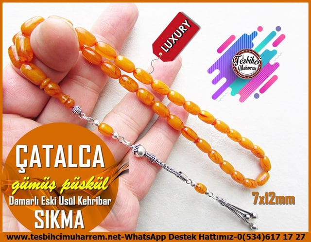 Osmanlı Benzetme Eskitme Eski Usül TesbihlerTM12851Tespih Sıkma Kehribar Damarlı Kayısı Gümüş Püsküllü Kapsül Çatalca Tesbih Tespih Sıkma Kehribar Damarlı Kayısı Gümüş Püsküllü Kapsül Çatalca Tesbih 