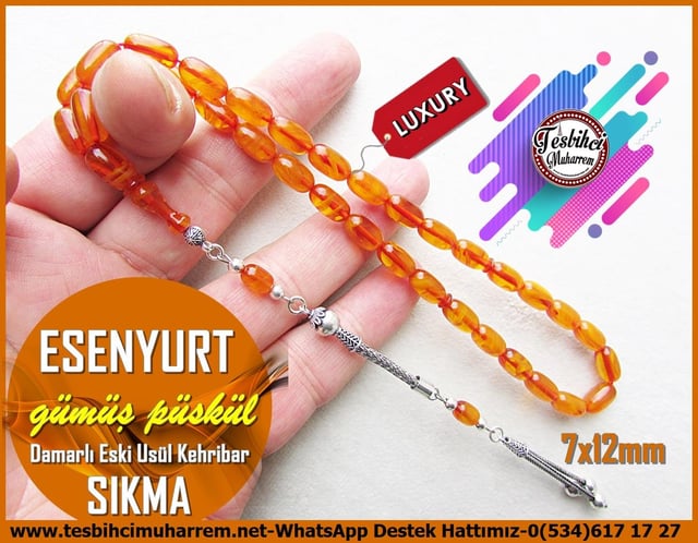 Osmanlı Benzetme Eskitme Eski Usül TesbihlerTM12850Tespih Sıkma Kehribar Damarlı Kayısı Gümüş Püsküllü Kapsül Esenyurt Tesbih Tespih Sıkma Kehribar Damarlı Kayısı Gümüş Püsküllü Kapsül Esenyurt Tesbih 
