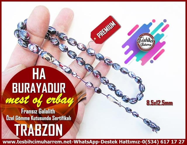 Taraftar TesbihlerTM12701-12731Tespih Trabzon Özel Gömme Kutulu Sertifikalı Premium Galalith Ha Burayadur Tesbih Tespih Trabzon Özel Gömme Kutulu Sertifikalı Premium Galalith Ha Burayadur Tesbih 