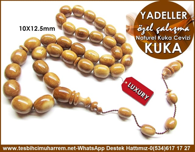 Üst Düzey Çalışma Naturel Kuka Cevizi Lifsiz Kaymak Gibi Cirlop Kuka Tesbih Yadeller