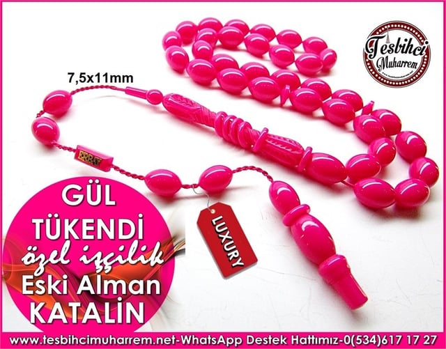 Üst Düzey İşçilik Eski Alman Kiraz Pembesi Katalin Tesbih Gül Tükendi