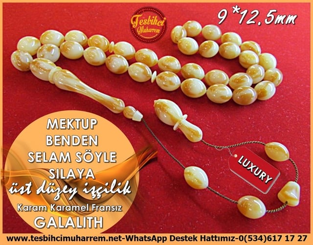 Üst Düzey İşçilik Eski Fransız Sıkması Galalith Tesbih Mektup Benden Selam Söyle Sılaya