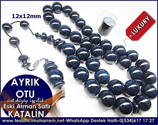 Üst Düzey İşçilik Gizemli Lacivert Miskevi Eski Alman Safir Katalin Tesbih Ayrık Otu