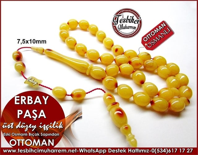 Üst Düzey İşçilik Orjin Osmanlı Sıkma Kehribar Tesbih Erbay Paşa