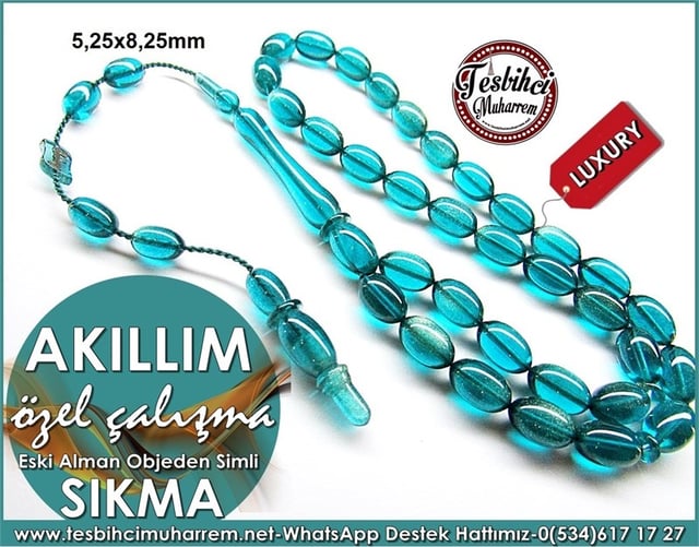 Üst Düzey İşçilik Özel Çalışma Objeden Eski Alman Sıkma Kehribar Tesbih Akıllım 