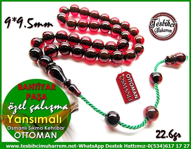 Üst Düzey İşçilik Özel Çalışma Osmanlı Renk Yansımalı Ateş Kehribar Tesbih Bahtiyar 