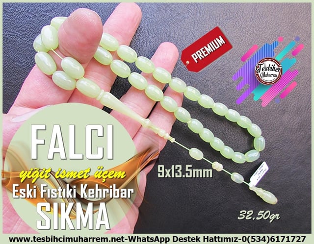 Hareli Yeşil Kehribar TesbihlerTM13861Yiğit İsmet Üçem Usta İmzalı Tespih Eski Alman Sıkma Kehribar l Fıstık Yeşili '' Falcı'' TesbihTespih Premium Sıkma Kehribar l Eski Fıstıki Badem Kesim Falcı Tesbih 