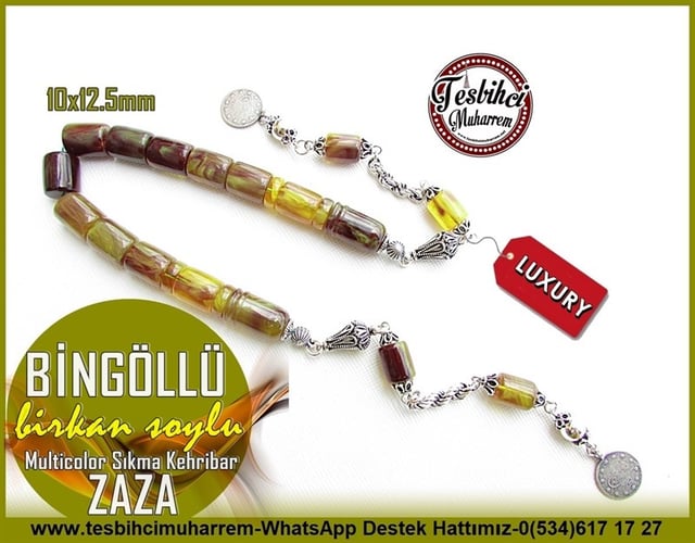 Kehribar Zaza Sallama TesbihlerTM11031Zaza Tesbih Gümüş Tasarım Multicolor Sallama Bingöllü Zaza Tesbih Gümüş Tasarım Multicolor Sallama Bingöllü 