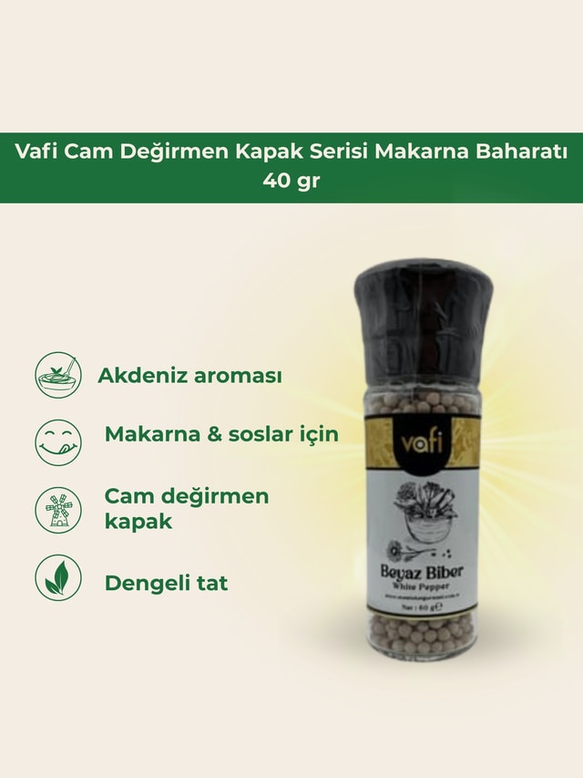 Vafi Cam Değirmen Kapak Serisi Makarna Baharatı 40 gr