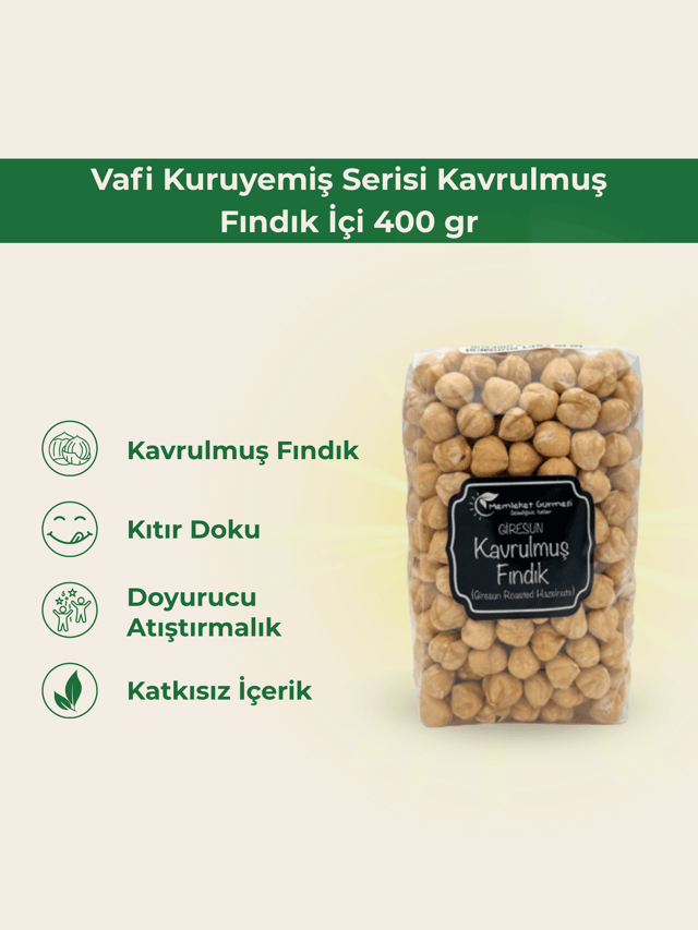 Vafi Kuruyemiş Serisi Kavrulmuş Fındık İçi 400 gr