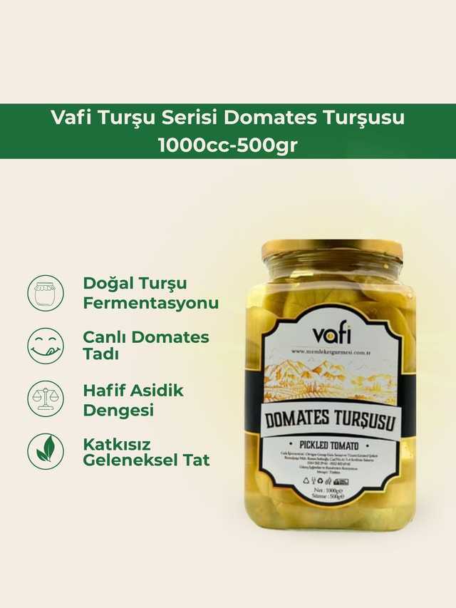 Vafi Turşu Serisi Domates Turşusu 1000cc-500gr