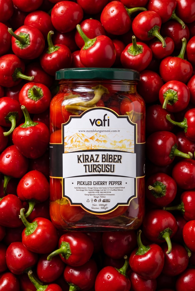 Vafi Turşu Serisi Kiraz Biber Turşusu 1000cc-500gr