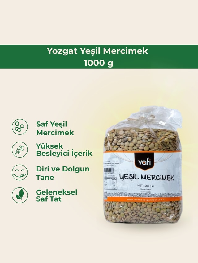 Yozgat Yeşil Mercimek 1000 g