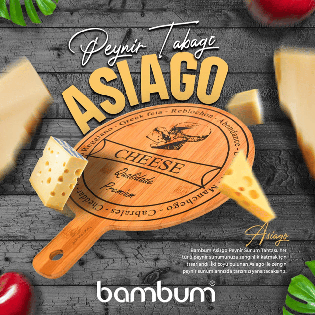 Bambum Asiago Peynir Sunum Tabağı BüyükMemleket Gurmesi