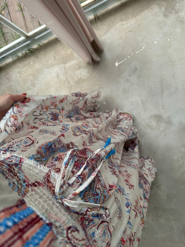 Angel İpek Saten İthal Beli Lastıklı Tasarım Elbise Ekru
