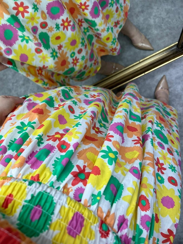 Aren Prensesn Model Balon Kol Pembe Desenli
