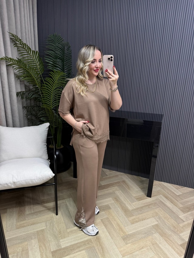 Arin Dantel Detaylı Modal Takım Camel 