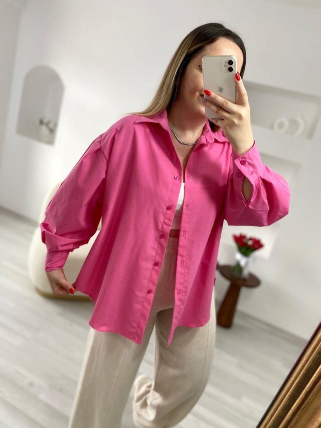 Balon Kol Pembe Gömlek