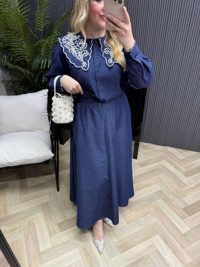 Beli Lastikli Denim Etek