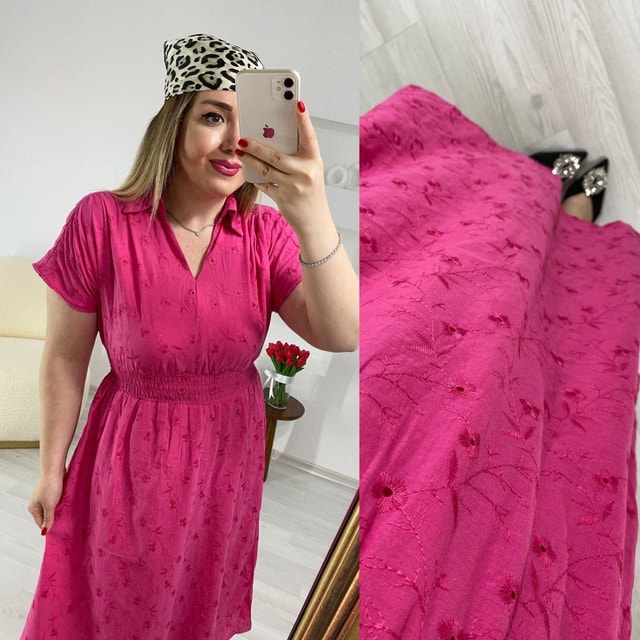 Beli Lastikli Fisto Pembe Elbise