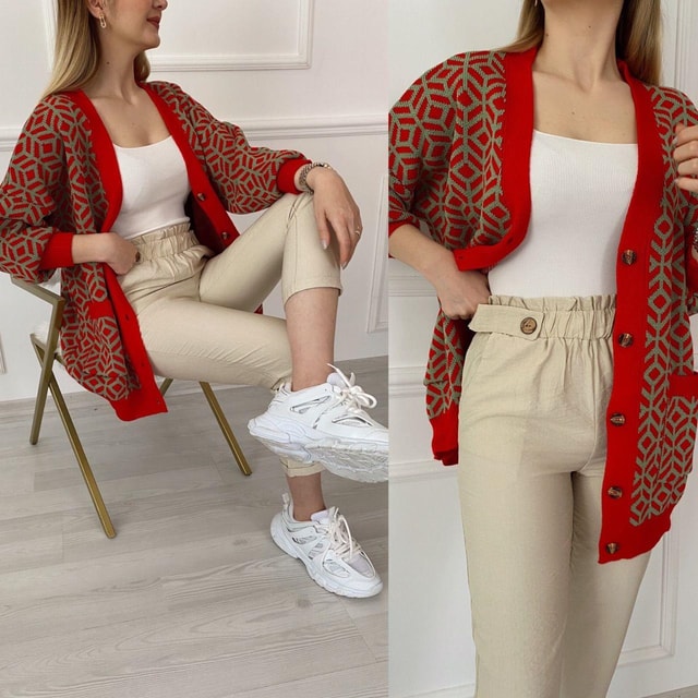 Beli Lastikli Taş Rengi Keten Pantolon