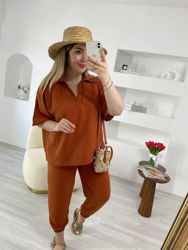 Bodrum Keten Takım Kiremit