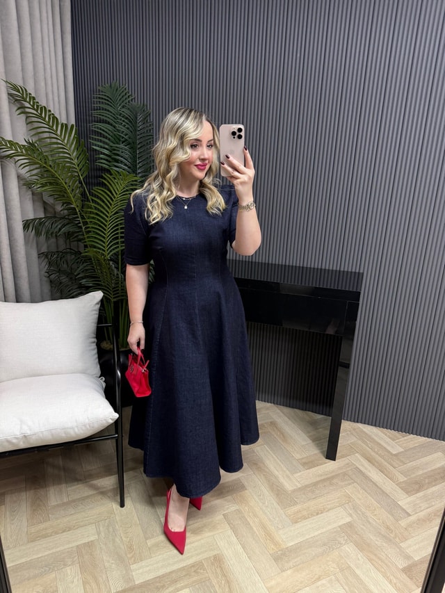 Ceremony Tasarım Prenses Model Denim Elbise 