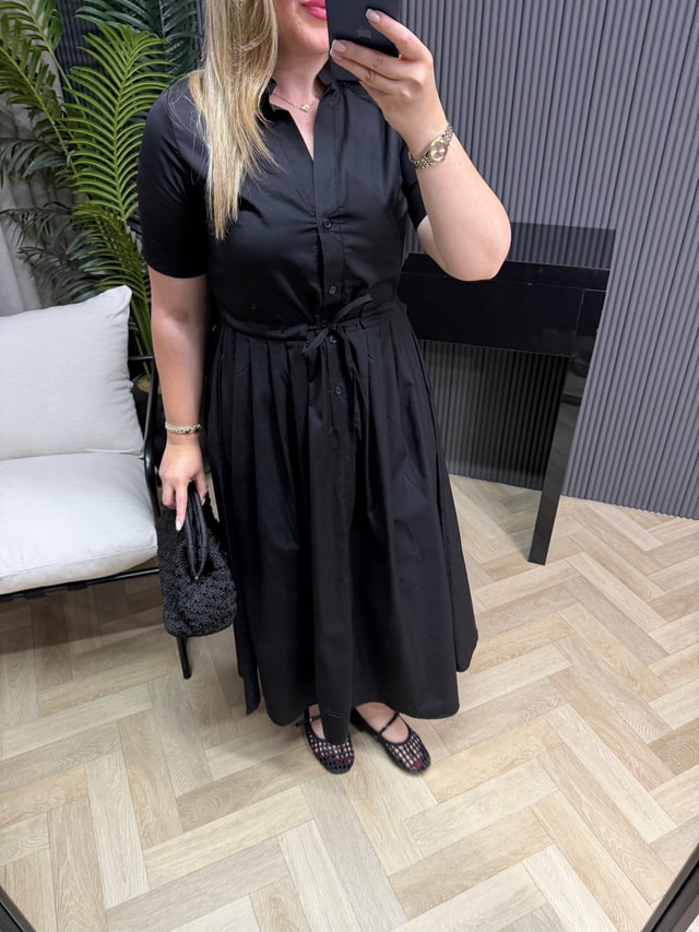 Defne Bel Büzgülü Orj Marka Model Elbise Siyah