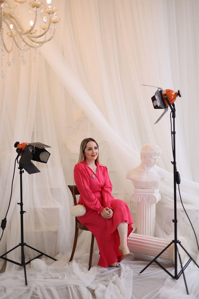 Diva Taş Broşlu Saten Elbise Pembe