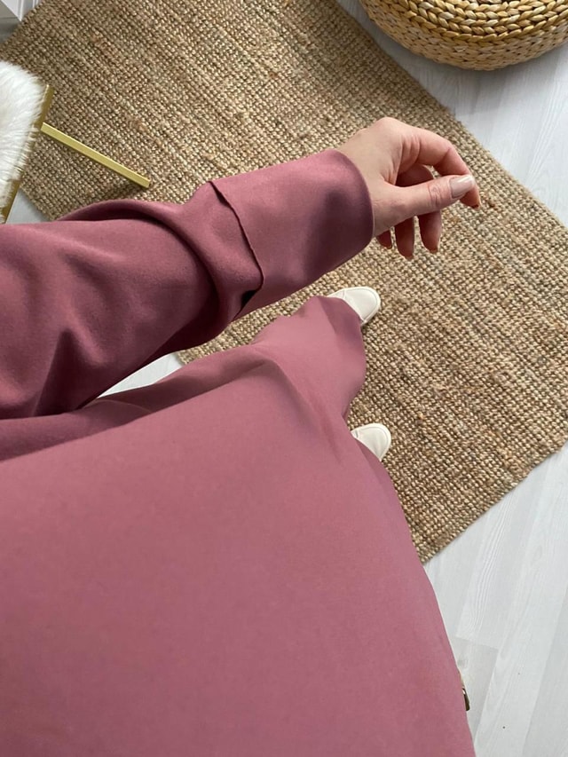 Gül Kurusu Renk Krep Kumaş Takım
