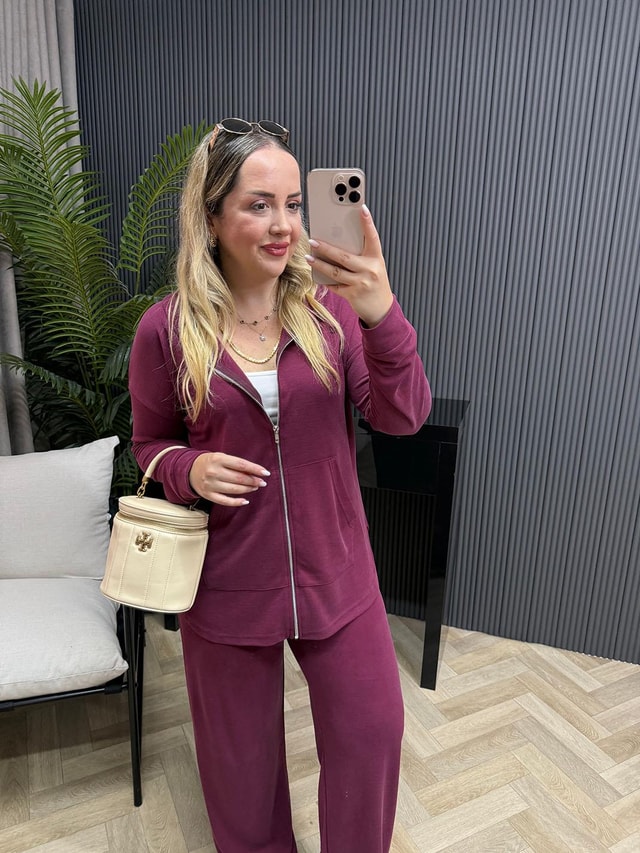 Hilda Kapüşonlu Orj Marka Model Takım Bordo