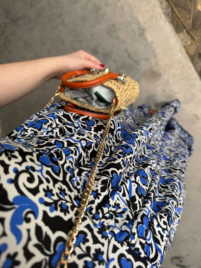 Mavi Balon Kol Poplin Prenses Tasarım Elbise