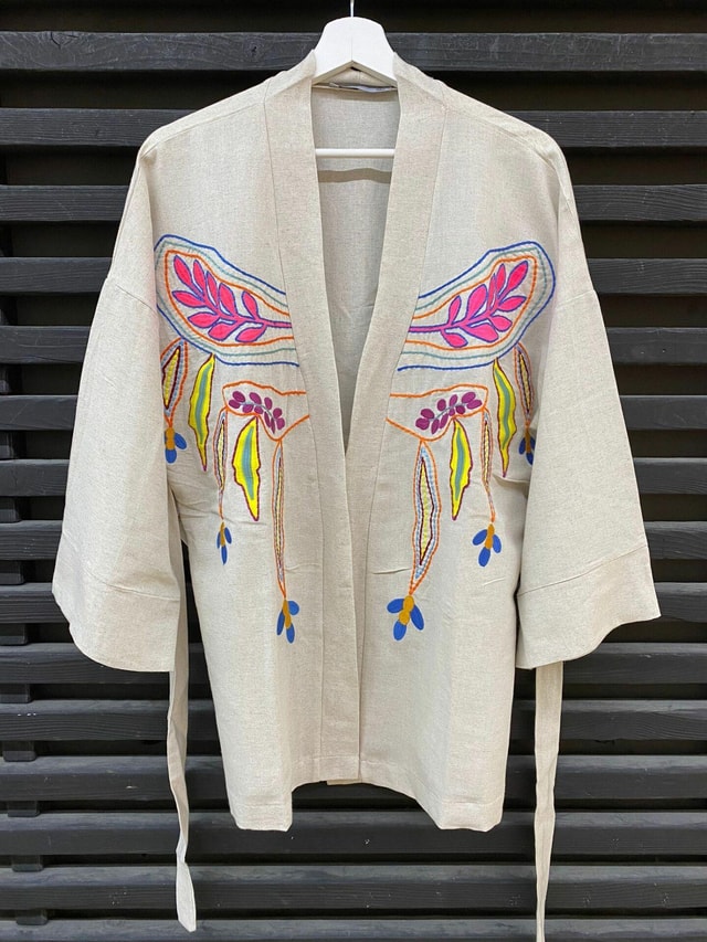 Nakiş İşleme Kimono Ceket