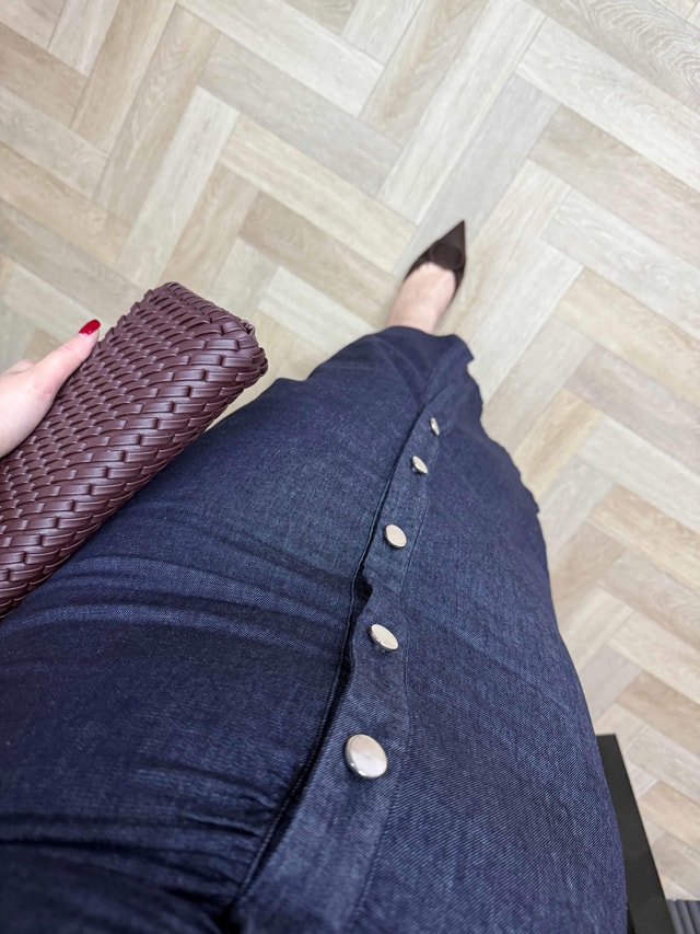 Orj Marja Model Drapeli Denim Elbise