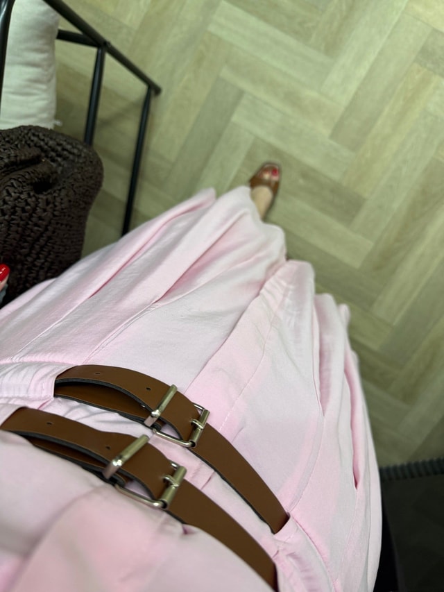 Orkide Bel Kemer Detaylı Tensel Elbise Pembe