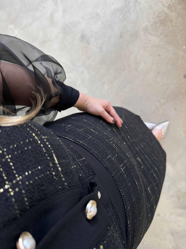 Peri Kolları Organze Tasarım Tüvit Elbise Siyah