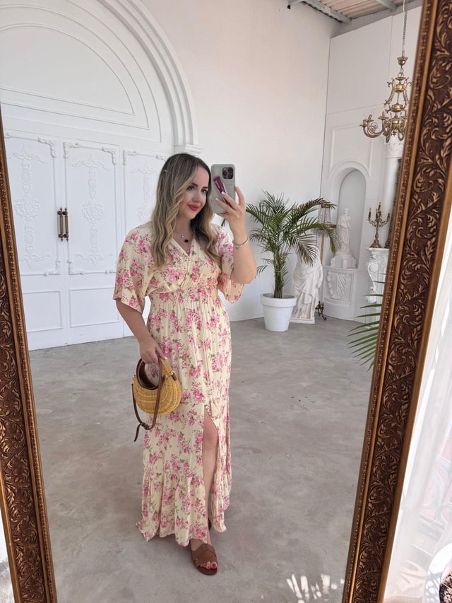 Serena Pembe Çiçekli Elbise