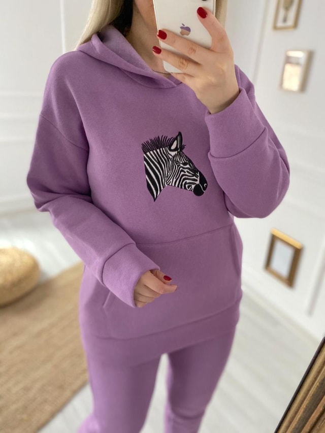 Zebra Detaylı Pembe Takım