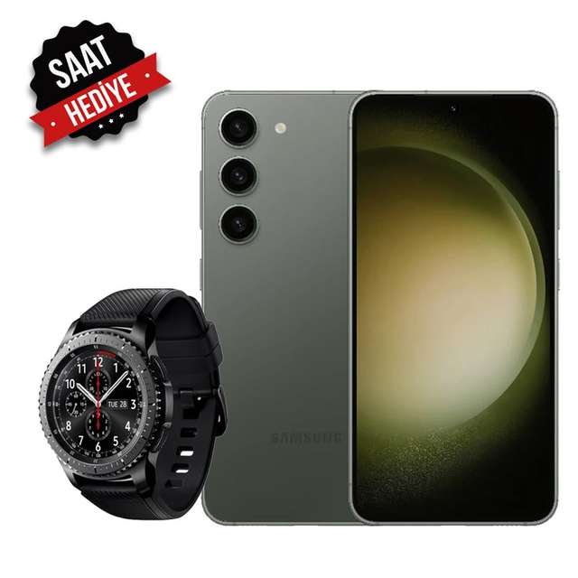 Yenilenmiş Samsung Galaxy S23 Green 256GB Yenilenmiş A Kalite + Samsung Galaxy Gear S3 Frontier Space Gray B Kalite (12 Ay Garantili)