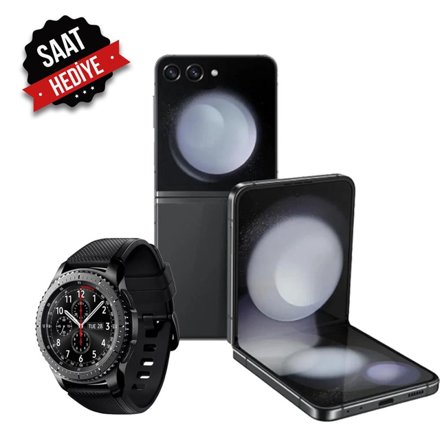 İkinci El Samsung Galaxy Z Flip 5 Black 256 GB + Yenilenmiş Samsung Galaxy Gear S3 Frontier Space Gray B Kalite (12 Ay Garantili)