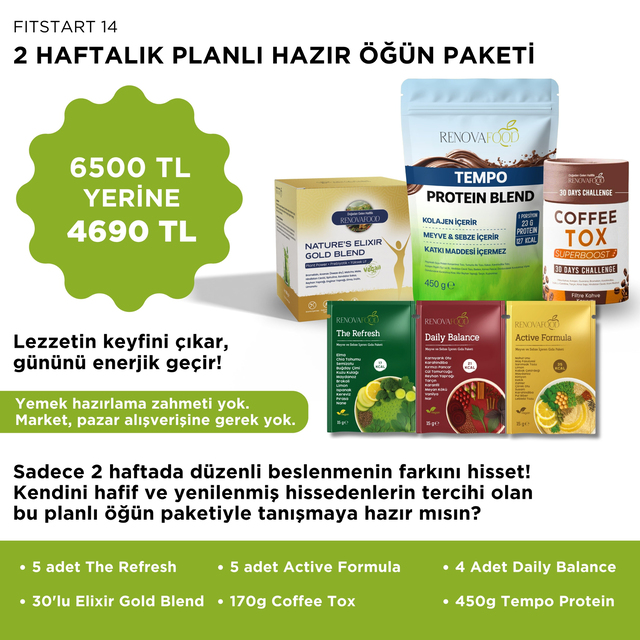 2 Haftalık Planlı Öğün Paketi (2 Ana + 1 Ara Öğün İçerir)