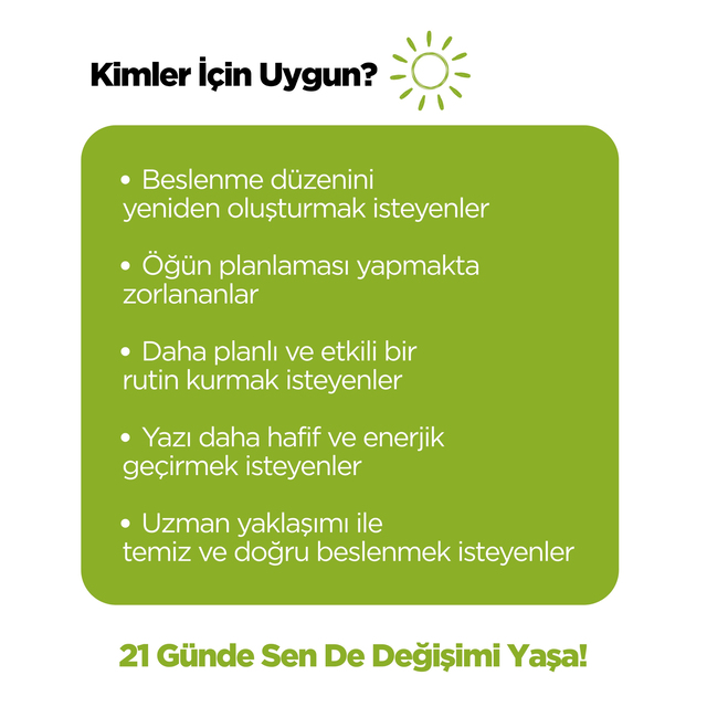 21 Günlük Planlı Hazır Öğün Paketi (2 Ana + 1 Ara Öğün İçerir)