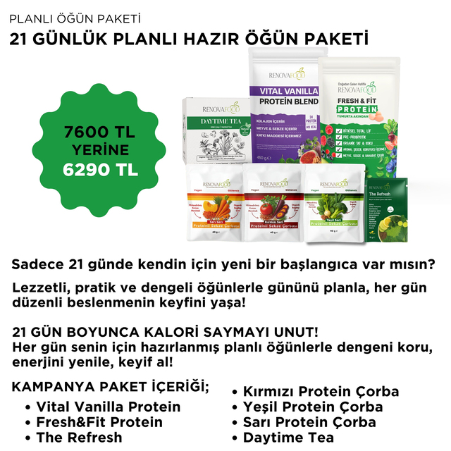 21 Günlük Planlı Hazır Öğün Paketi