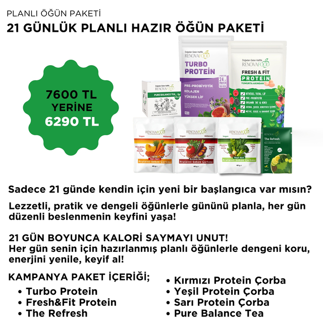 21 Günlük Planlı Hazır Öğün Paketi