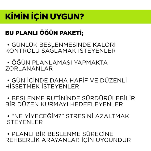 30 Günlük Planlı Hazır Öğün Paketi