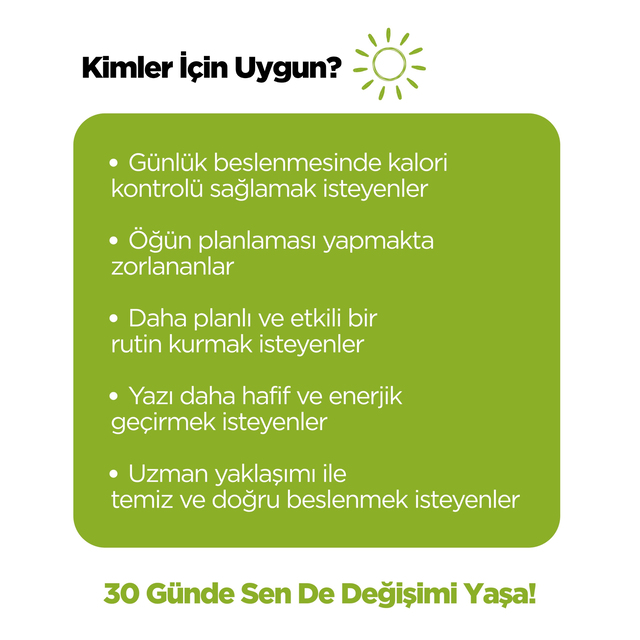30 Günlük Planlı Hazır Öğün Paketi (Günde 1 Öğün Kolaylığı)