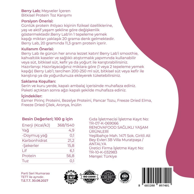 Berry Lab Bitkisel Protein Karışımı