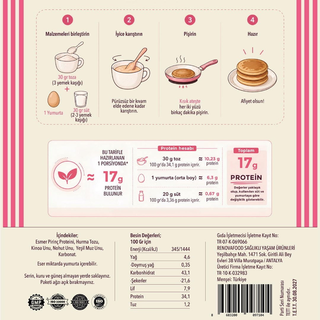 Yüksek Proteinli Pankek Karışımı